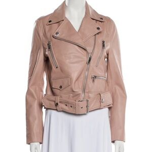 Walter Baker Blush Pink Lambskin Leather Moto Jacket in Allison Style